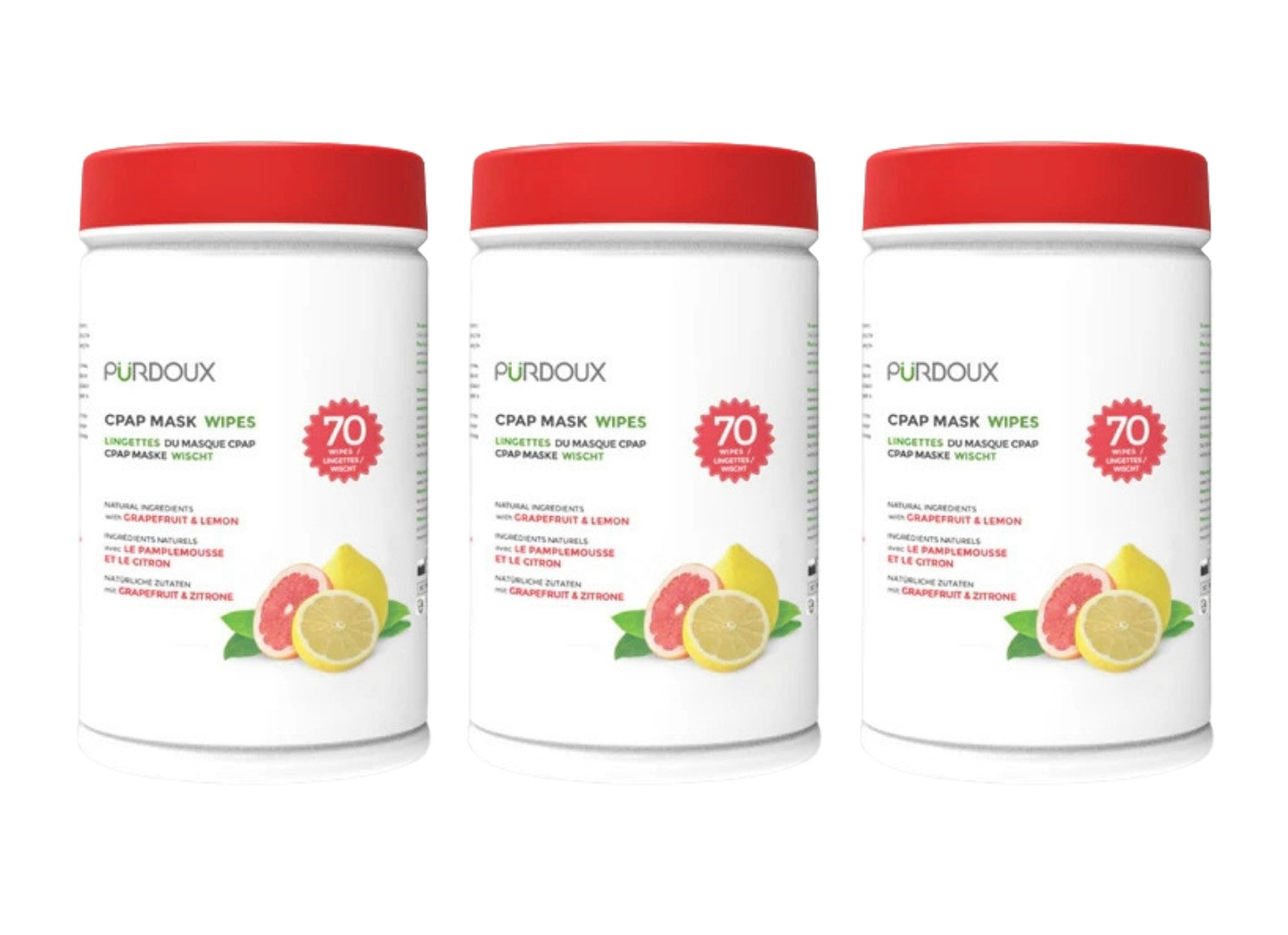 Purdoux™ CPAP Mask Wipes Canister - Grapefruit & Lemon (Scented)