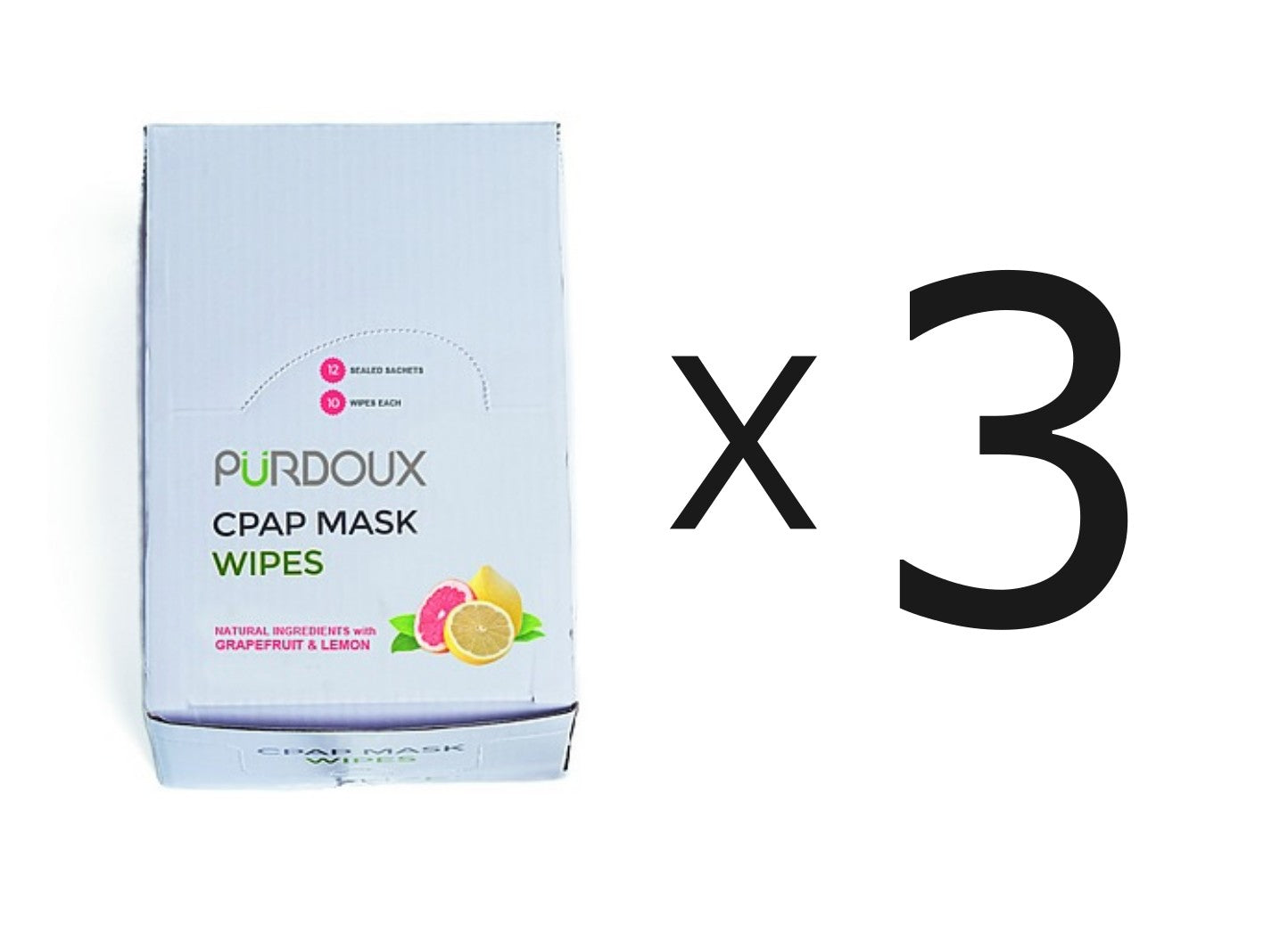 Purdoux™ Boîte de voyage de lingettes pour masque CPAP Pamplemousse et citron (parfumée)